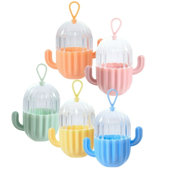 5pcs Makeup Sponge Box Cactus Shape Cosmetic Case Portable Box