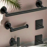 5pcs Matte Bathroom Hardware Set 304 Stainless Steel Round Wall Mounted - Includes 16" Hand Towel Bar, Toilet Paper Holder, 3 Robe Towel Hooks, Bathroom Accessories Kit Bathroom Sets