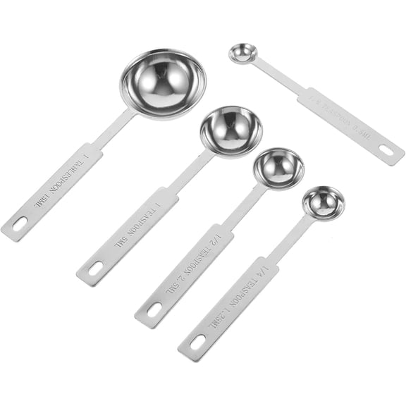 5pcs Measuring Spoon Stackable Measuring Scoop Kitchen Measuring Utensils Small Stainless Steel Tablespoon with Handles for Dry and Liquid Ingredients Sugar Salt