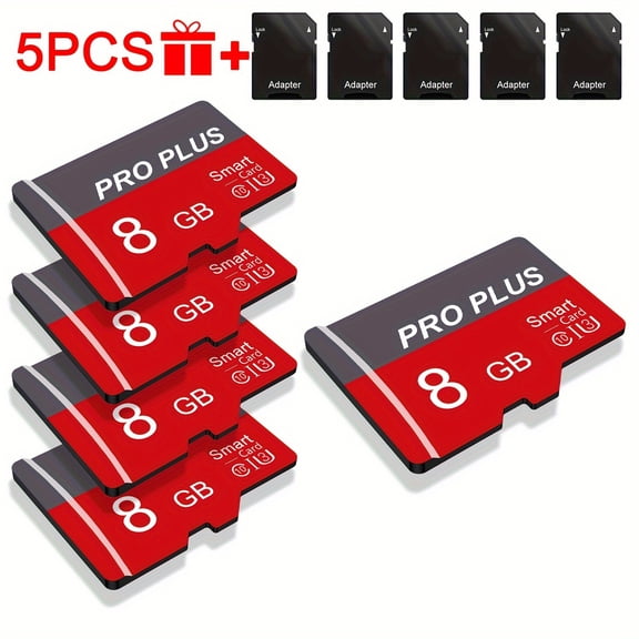 5pcs Memory Card 128GB 64GB 32GB 16GB With Adapter, High Speed Memory Card 8GB 4GB 2GB 1GB, U3 C10 A1 Memory TF Card For Tablet/Camera/Phone/Car Audio, Store Your Files Securely!