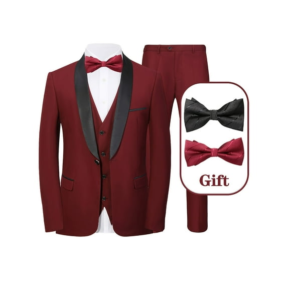 5pcs Men Suit Blazer Jacket Vest Pants 2 Bows Shawl Collar One Button Slim Fit Tuxedo Set Business Wedding Men Suit Premium Classic Groomsmen Bridegroom Suit