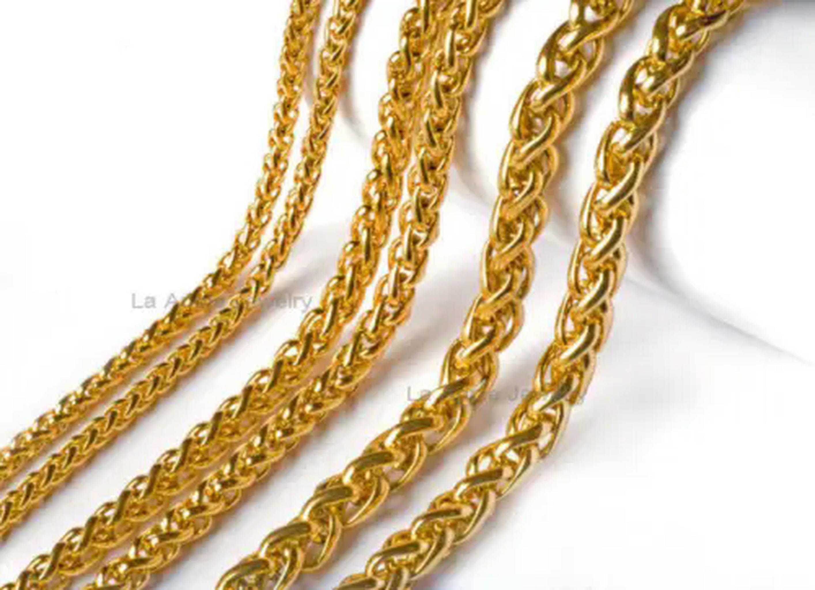 5pcs Men Womens Stainless Steel Gold Twist Curb Link Chain Necklace 2
