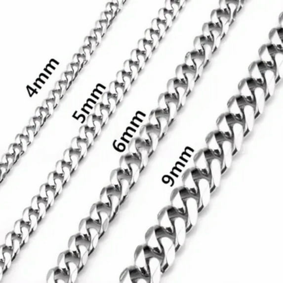 5pcs Men Womens Stainless Steel Silver Twist Curb Link Chain Necklace 2-9mm