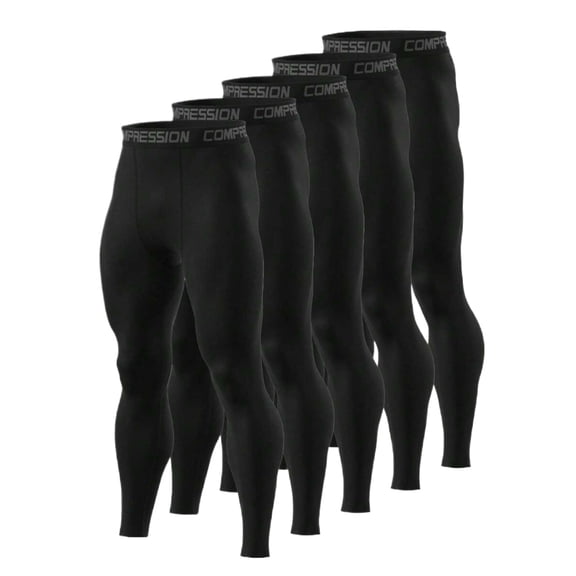5pcs Men's Fitness Compression Long Leggings Pants, Quick-Dry Breathable Stretch Running Tights For Workout Training