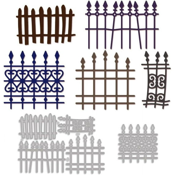 5pcs Metal Fence Cutting Dies Fence Carbon Steel Cutting Dies Stencils Vintage Garden Fence Cut Dies for DIY DIY Scrapbooking Photo Album Decorative Embossing Paper Card