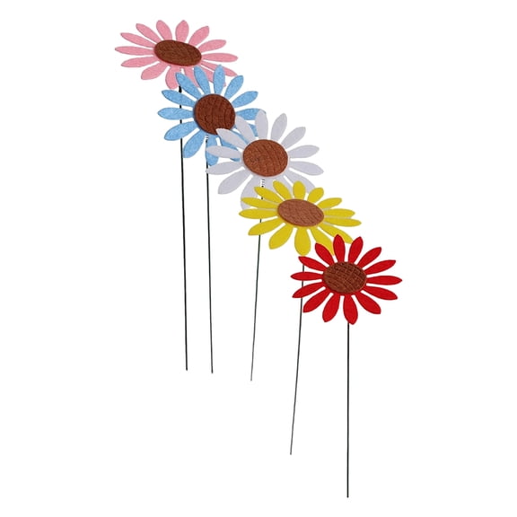 5pcs Metal Flowers Garden Stake, 12.6 Inch Daisy Metal Garden Stakes, Waterproof Metal Garden Art for Patio, Yard, Pathway Decoration