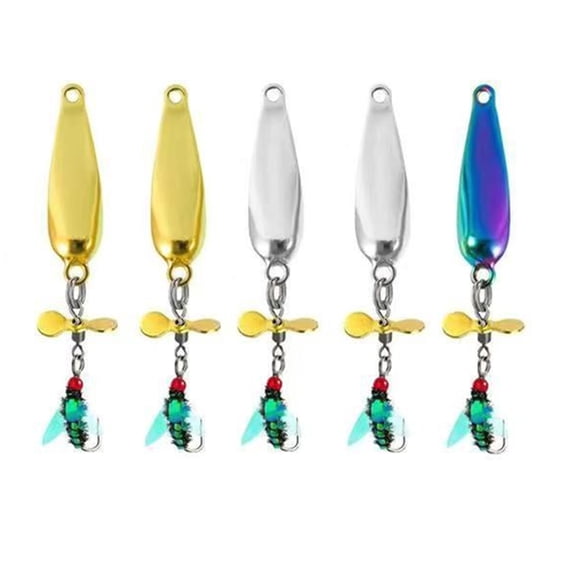 5pcs Metal Fly Baits Fishing Tackle with Propellers Fly Lures Spoon Spinner Sequins Baits