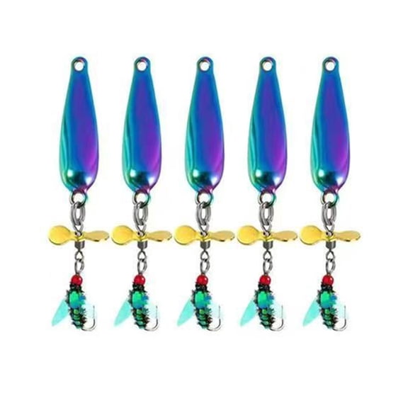 5pcs Metal Fly Baits Fishing Tackle with Propellers Fly Lures Spoon Spinner Sequins Baits