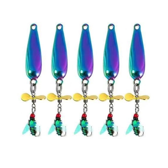 5pcs Metal Fly Fishing Baits Tackle Spoon Spinner Sequins Baits with Propellers Fly Lures