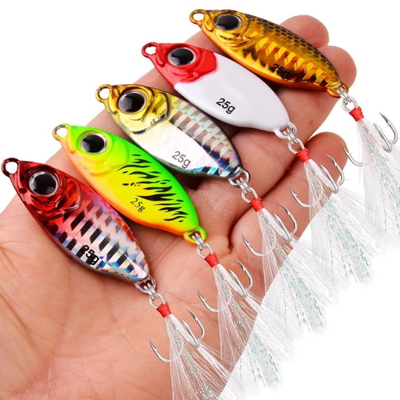 5pcs Metal Jig Fishing Lures Sinking Shore Casting Spoon Bass Trout Bait 10g-25g