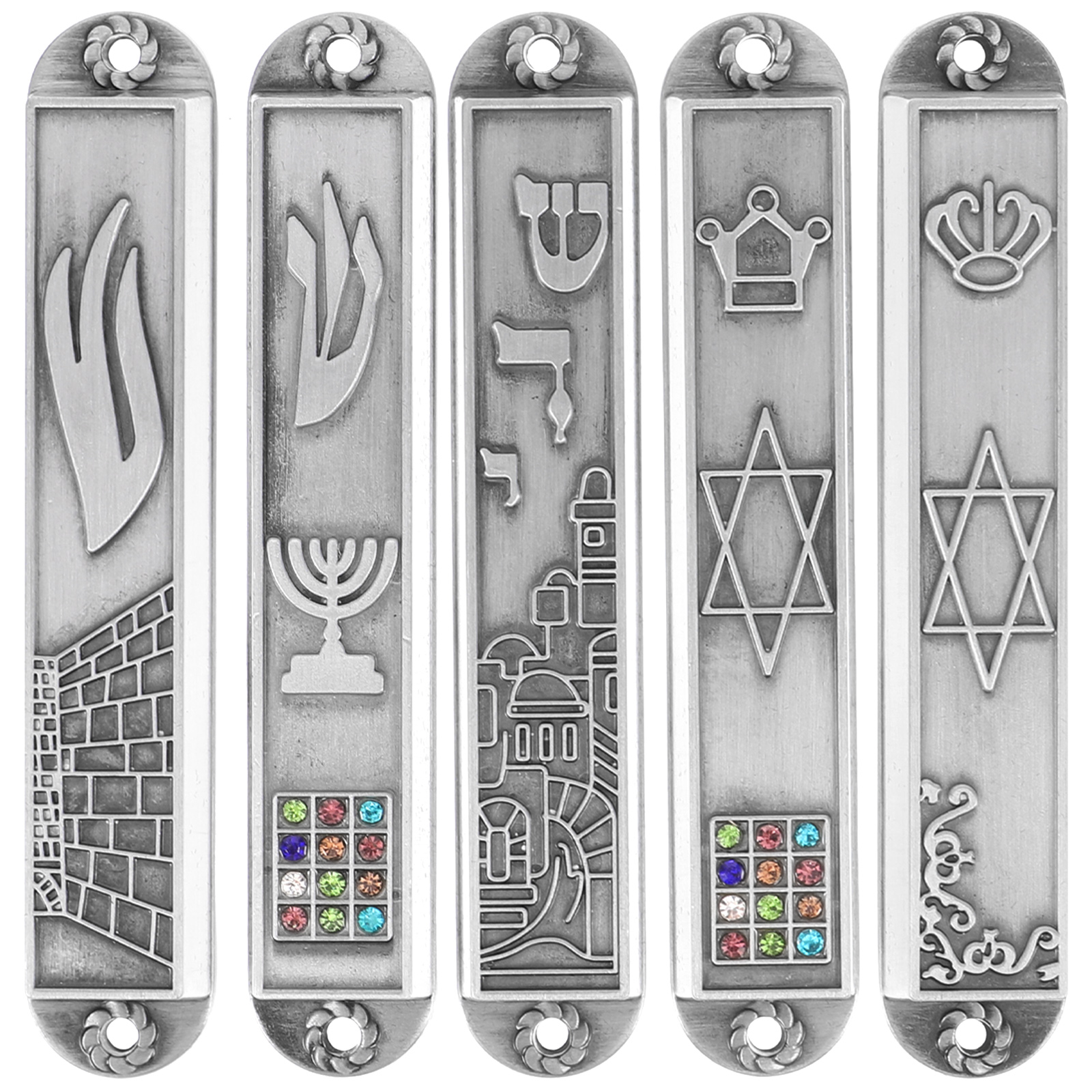 5pcs Metal Mezuzah Vintage Style Metal Mezuzah Plaque Decor Scripture
