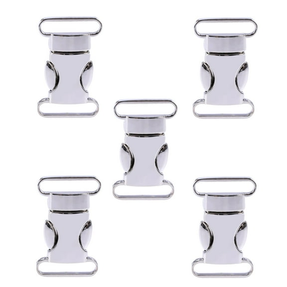 5pcs Metal Side Release Buckles Adjustable Quick Release Clips Parachute Buckles for Nylon Strap Backpack 20mm ( Silver )