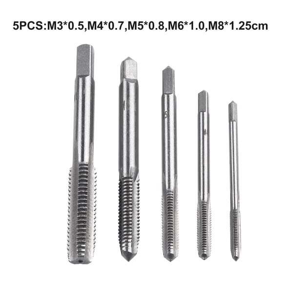 5pcs Metric Tap M3 M5 M6 M8 Industrial High Speed Steel Metric Taper Plug Tap Right Hand Thread Drill Bit Hand Tools Parts, A