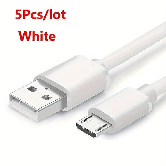 5pcs, Micro USB Cable, 3ft/6ft, Micro USB Cable 5A Fast Charging Wire Mobile Phone Micro USB Cable for Xiaomi Redmi Android Micro USB Data Cable Cord, Black/White