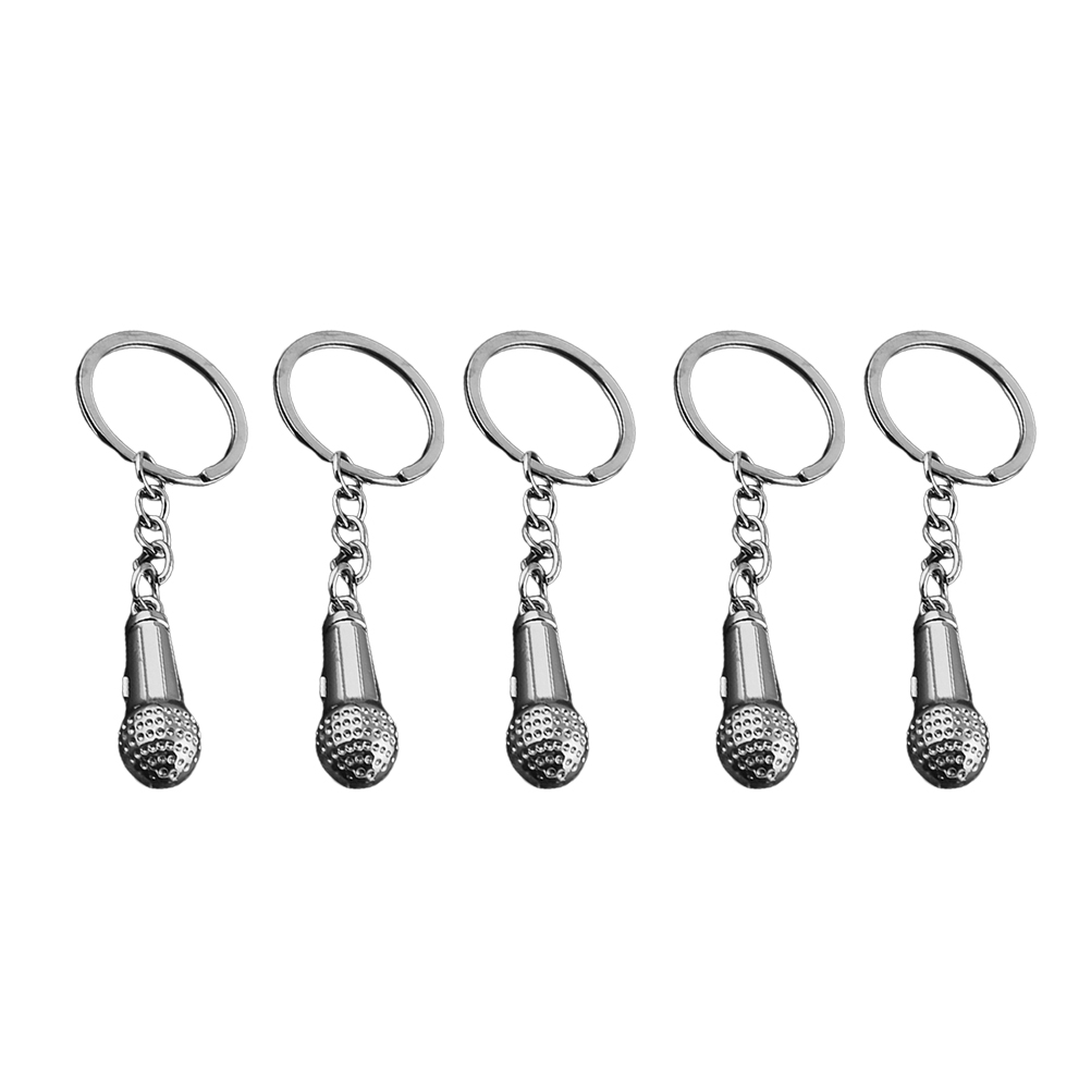5pcs Microphone Keychains Creative Key Holder Stylish Key Ring Key