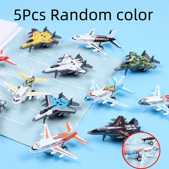 5pcs Mini Alloy Metal Airplane Model Plane Diecast Fighter Skipper Aircraft Toy for Boy Pull Back Vehicles Christmas Gifts