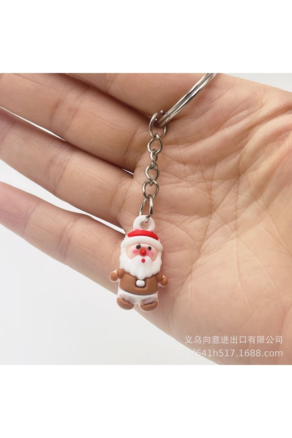 5pcs Mini Cartoon Santa Keychain Pendant for Christmas Festive Holiday Keyring Accessories Bag Keychain Decor Stocking Stuffers
