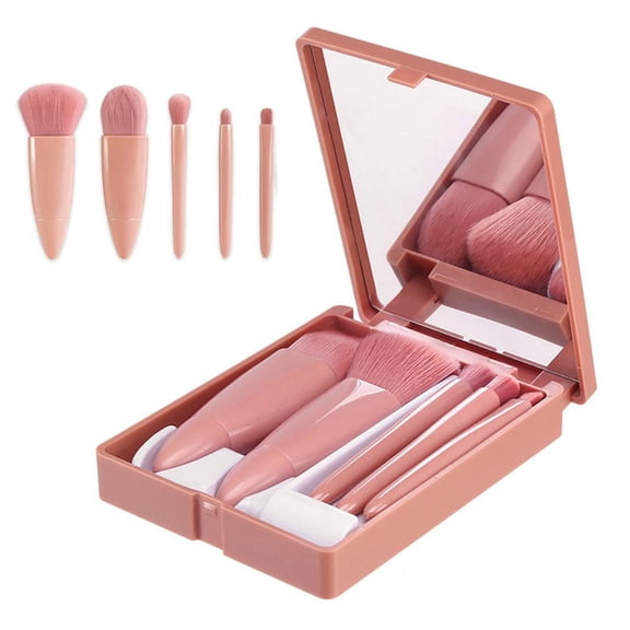 5pcs Mini Cosmetic Portable Travel Makeup Brushes Set with Mirror Box8989 IKL