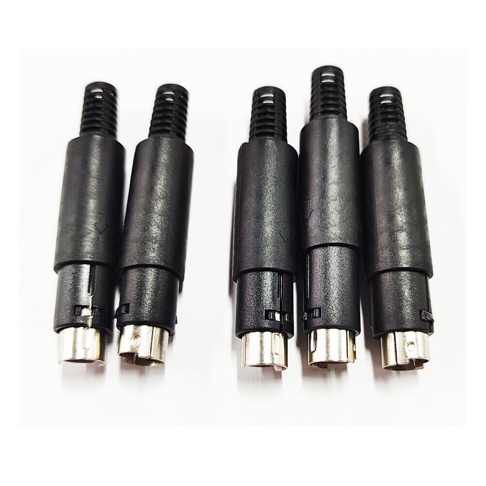 5pcs Mini DIN Plug Jack Connector with Black ABS Plastic Handle 3pin to