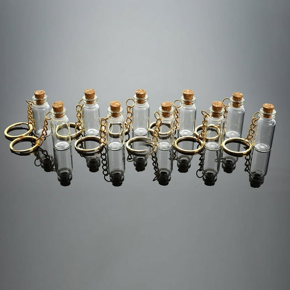 5pcs Mini Glass Bottle Vial Tube Potion Perfume Cork Jars Wish Pendant Charm WA