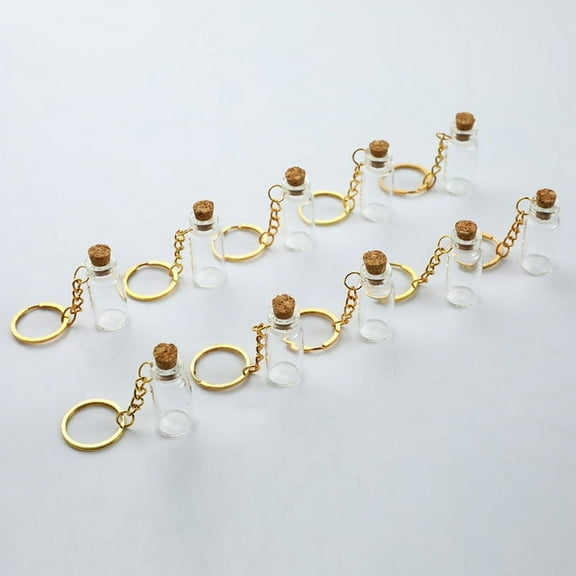 5pcs Mini Glass Bottle Vial Tube Potion Perfume Cork Jars Wish Pendant Charm