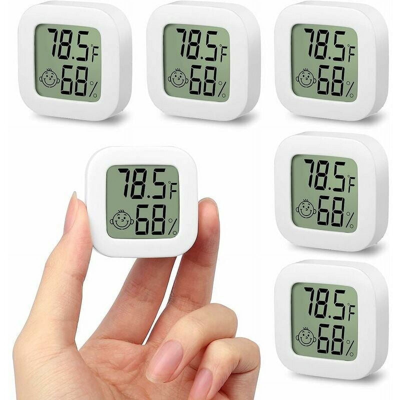 5pcs Mini Portable LCD Thermometer Hygrometer Indoor Temperature Humidity, High Accuracy -58℉-158℉ 10% 99% RH Digital Humidity Sensor for Living Room Baby Bedroom Warehouse Greenhouse Garden