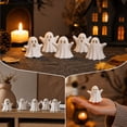 thumbnail image 1 of 5pcs Mini White Ghost Figurines, Resin Halloween Ghost Statues with Hollow Face Designs, Small Spooky Tabletop Decorations for Tiered Tray, Shelf, Mantel, Desk and Seasonal Home Decor, White, 1 of 6