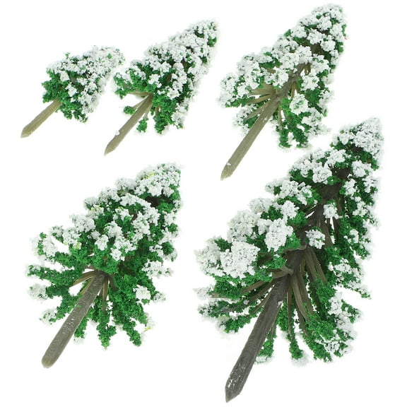 ABS Miniature Diorama Tree for Decoration Use Green Lifelike Plastic Train Scenery trees Model 5 Pieces