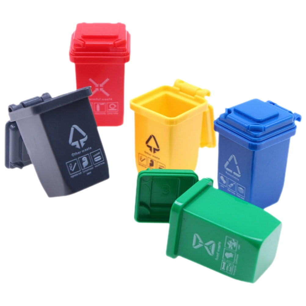 5pcs Miniature Trash Cans Dolls House Waste Bins Miniature Garbage Cans ...