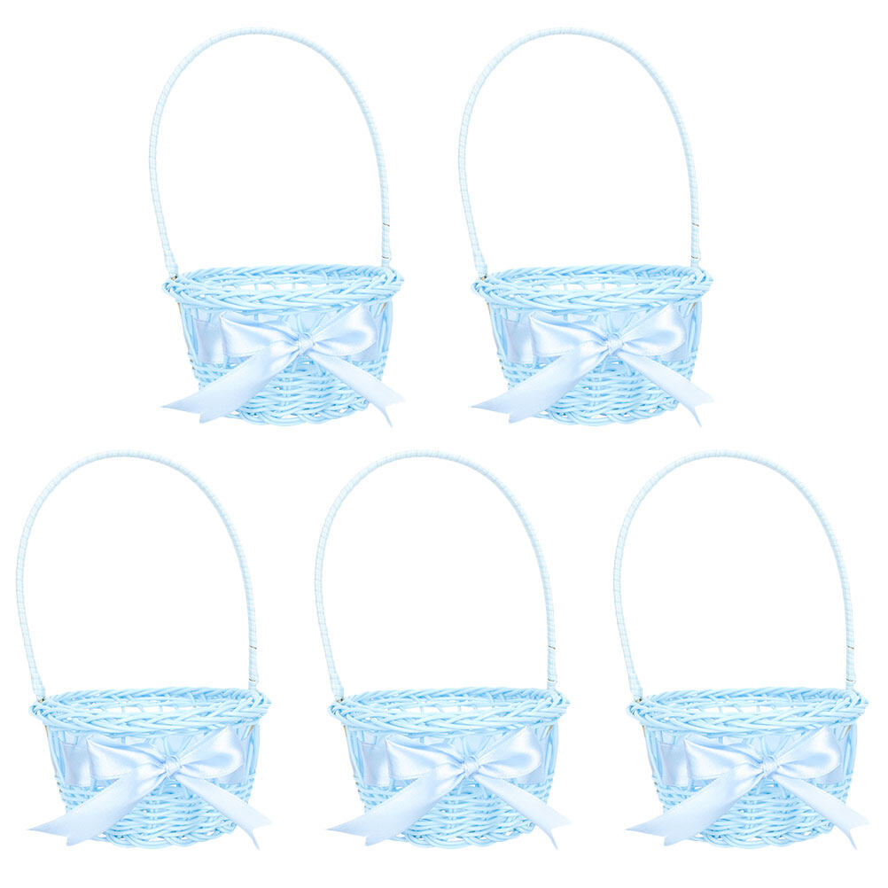 5pcs Miniature Woven Baskets Handles Flower Containers Photography