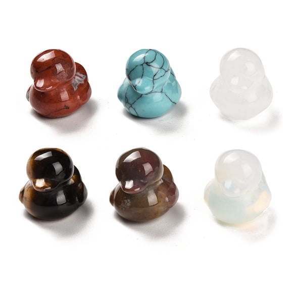 5pcs & Mixed Carved Duck Figurines Reiki Stone Display Decorations 18~19.5x17.5~18x23~25mm