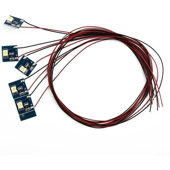 5pcs Model Train Pre-soldered Wired 12v LEDs for Model Railway Building Interior Lighting Decorations(Cold Light), XUU944O720OSM11L9P41Z5N8S