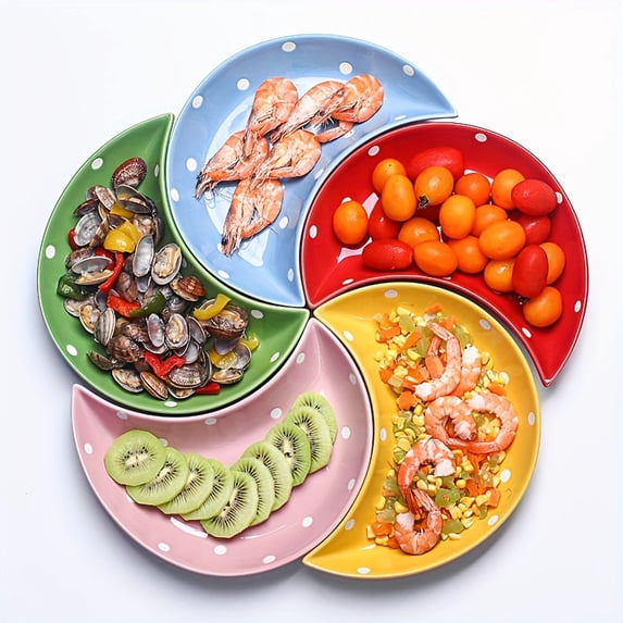 5pcs Moon Ceramic Serving Platter Set, Multiple Colors Available, Novelty Breakfast Platter, Snack and Nut Platter, Family Gathering/Kitchenware, Unique Moon Tableware