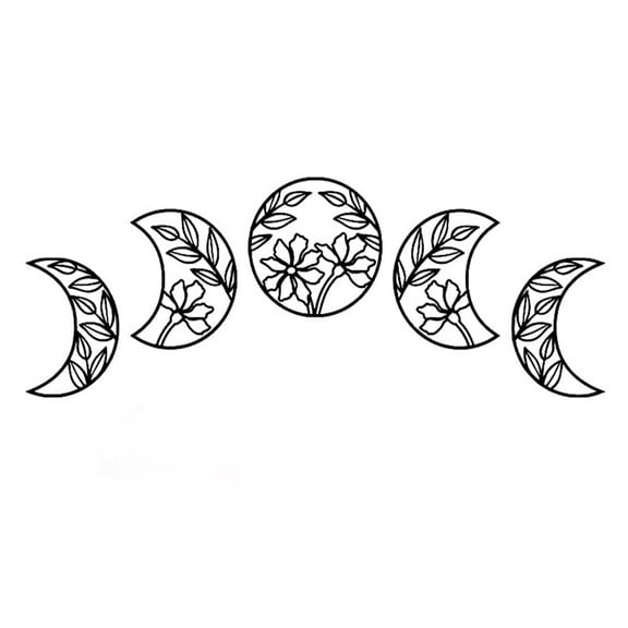 5pcs Moon Phase Wall Mounted Decor Flower Leaf Home Art Decor Metal Moon Phase Nordic Decoration Wall Ornament Livingroom Wall Decor