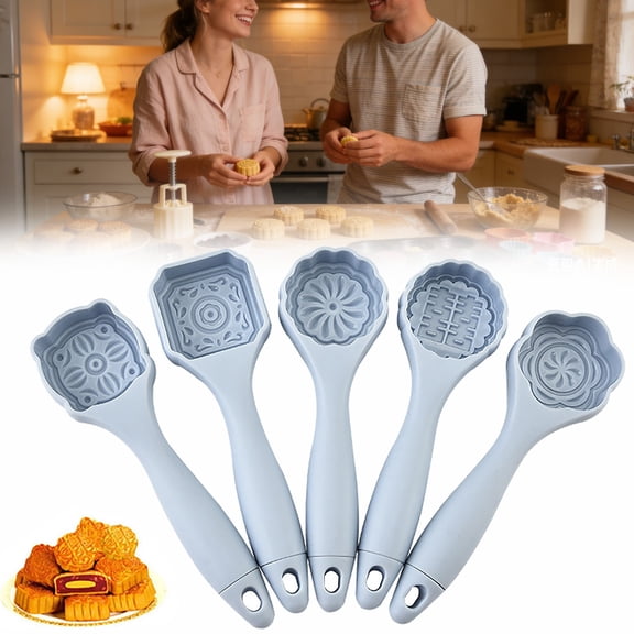 5pcs Mooncake Molds, Non Stick Baking Tools, Cake Printing Molds, for Home Kitchen Party Ice Skin Mooncake & Cake Baking
