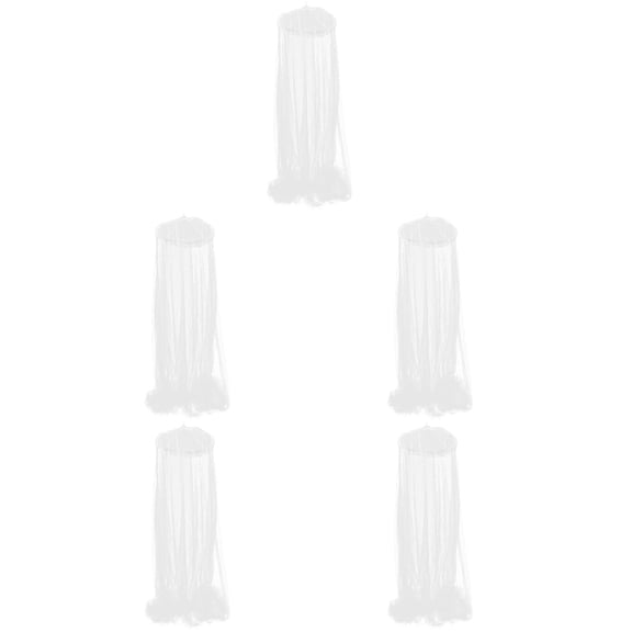 5pcs Mosquito Net Round Lace Curtain Dome Bed Canopy Netting-900x250x60cm