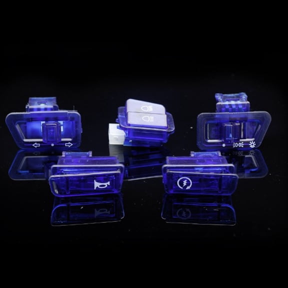 5pcs Motorcycle Head Light Horn Dimmer Turn Signal Starter Single Switch Button blue