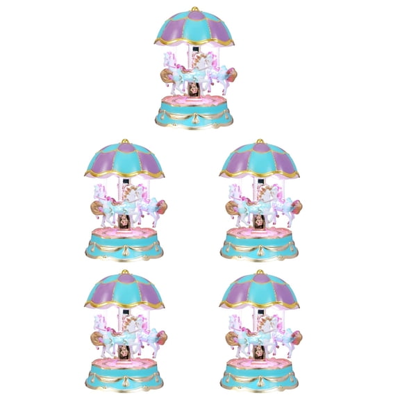 5pcs Music Box 3-Horse Carousel Gifts for Christmas Birthday Valentine's Gifts Decorations