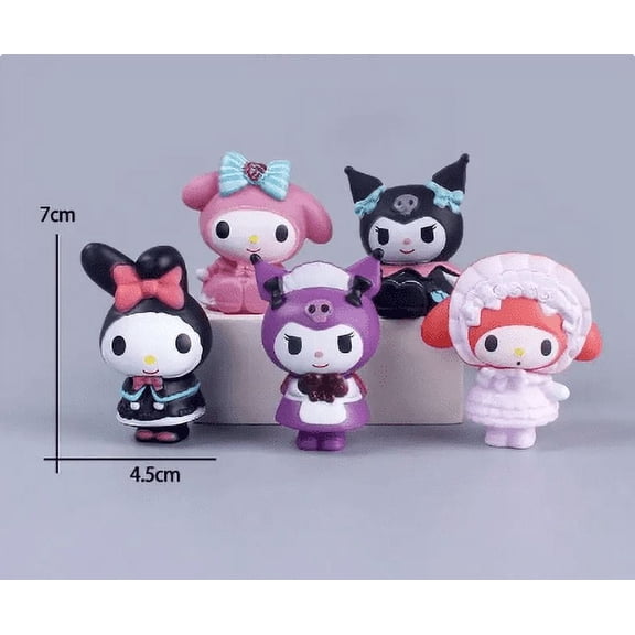 5pcs My Melody Anime Figure Phone Case Cake DIY Decorative Material Cinnamoroll Pachacco Kawaii Doll Toys Kuromi