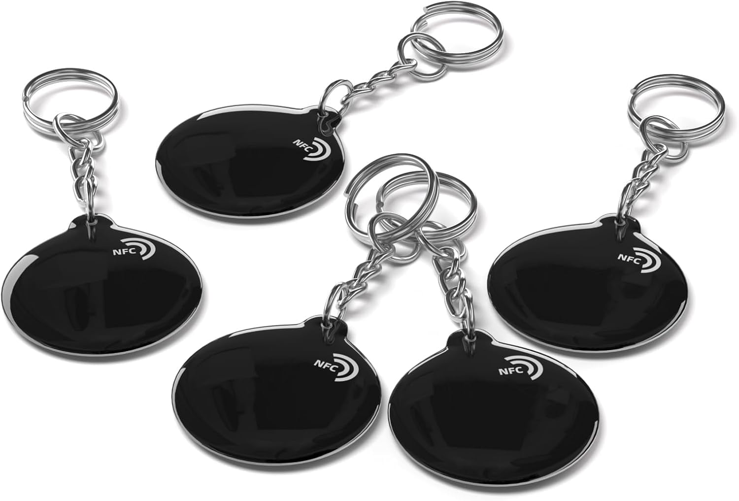 5pcs NFC Keyfobs Tags Black NTAG213 NFC Keychain Rewritable NFC Cards ...