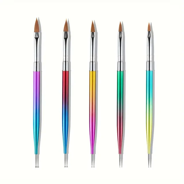 5pcs Nail Art Brushes, Professional Acrylic Gel Nail Polish Brushes for
