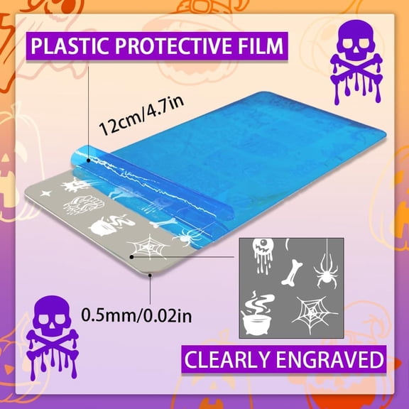 5pcs Nail Stamping Plate Ghost Witch Nail Stencils Skull Pumpkin Nail Stamps Nail Art Stamping Plate Stainless Steel Print Nail Stencils for Nail Art Design Manicure Salon