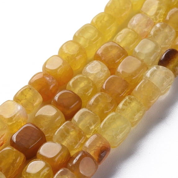5pcs Natural Agate Beads Strands Dyed & Heated Cube golden 5~8x4~8x4~6mm Hole: 1.2mm about 50pcs/strand 14.76 inch(37.5cm)