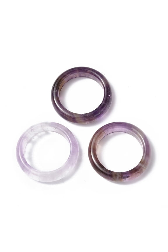 5pcs Natural Amethyst Plain Band Ring Gemstone Jewelry for Women US Size 9(18.9mm)