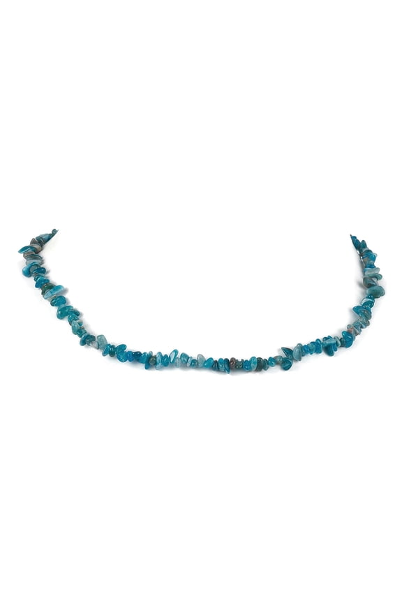 5pcs Natural Apatite Chip Beaded Necklace Stainless Steel color 15.94~15.98 inch(40.5~40.6cm)