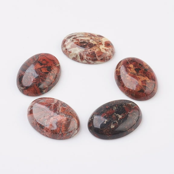 5pcs Natural Brecciated Jasper Flat Back Cabochons Oval 18x13mm