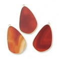 thumbnail image 1 of 5pcs Natural Carnelian Pendants with Golden Brass Edge Teardrop 45x26.5x2mm Hole: 2mm, 1 of 3