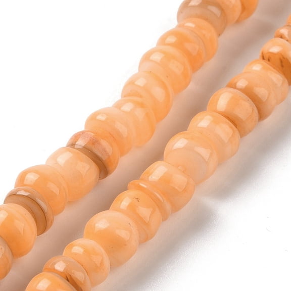 5pcs Natural Cultured Freshwater Shell Beads Strands Dyed Rondelle Orange 6.5~7.5x2~6.5mm Hole: 1mm about 85pcs/strand 14.88 inch(37.8cm)