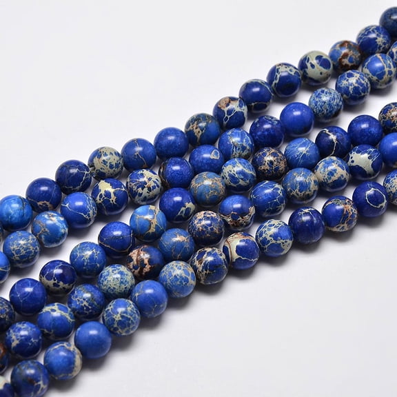 5pcs Natural Imperial Jasper Beads Strands Round Dyed Blue 4mm Hole: 1mm about 90pcs/strand 15.2 inch
