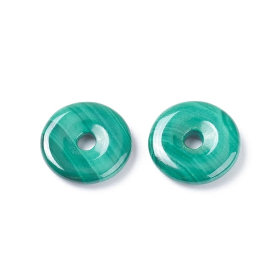 5pcs Natural Malachite Pendants Donut/Pi Disc Donut Width: 4.8mm 12x2.5~3mm Hole: 2.5mm